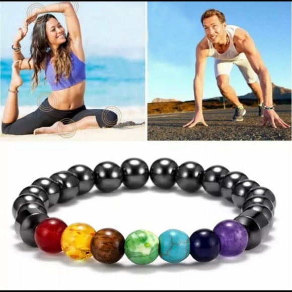 Hematite 7-Chakra Bracelet Balance Destress Heal - Picture 9 of 11